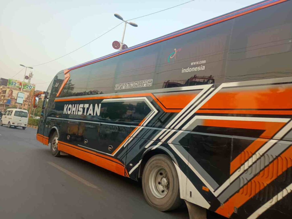 Beautiful bus at road
